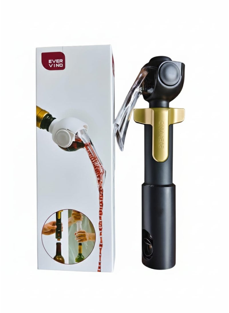 EVER VINO 5-in-1 Wine Opener & Preserver Tool | Foil Cutter, Corkscrew, Aerator & Vacuum Pump | Premium Black Wine Accessory - Image 2